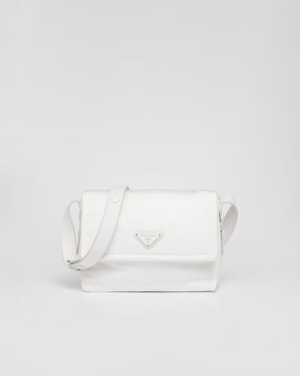 Small-filled Re-Nylon shoulder bag white black
