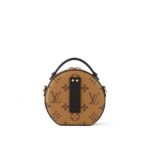 LOUIS VUITTON Petite Boite Chapeau Monogram Calfskin Canvas Round Pouch Handbag, Mini, Women's, Caramel