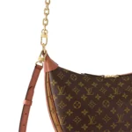 LOUIS VUITTON Loop HOBO Classic Monogram All-Over Print Logo Chain Canvas Moon Bag Crossbody Shoulder Bag for Women, Brown