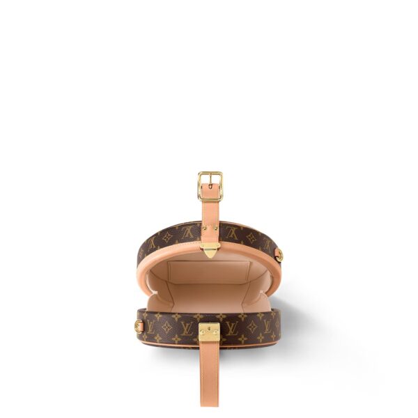 LOUIS VUITTON Petite Boite Chapeau Monogram All-Over Print Single-Compartment Round Clutch, Coated Canvas and Leather, Shoulder/Handbag, Women's, Brown