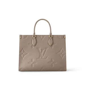 LOUIS VUITTON ONTHEGO MM Tote Bag with Detachable and Adjustable Strap, Embossed Grained Calfskin, Medium, Women's, Dark Brown