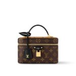 LOUIS VUITTON Vanity CHAIN POUCH All-over Monogram print, zipper closure, leather, women's makeup bag, brown
