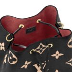 LOUIS VUITTON NÉONOÉ MM Monogram Print Grained Calfskin Medium Bucket Bag for Women, Black
