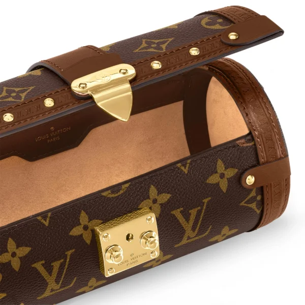 LOUIS VUITTON Papillon Trunk Monogram Chain S-Lock Clasp Coated Canvas with Leather Trim Crossbody Bag for Women, Brown