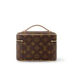 LOUIS VUITTON Nice Mini: Compact silhouette with embossed metal zipper pull, coated canvas, handbag, mini, women's, brown