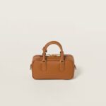 Arcadie Leather Small Handbag Cognac color