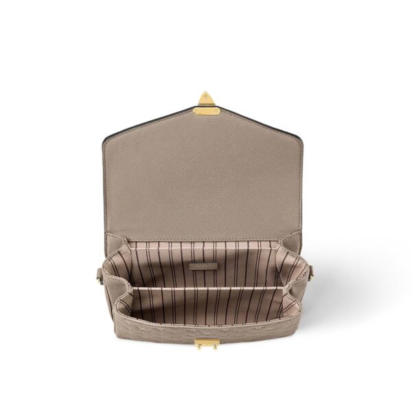 LOUIS VUITTON Pochette Metis letter embossed lock buckle opening and closing leather mailman bag, single shoulder crossbody bag, women's grey