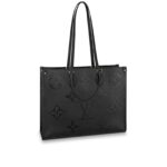 LOUIS VUITTON ONTHEGO GM Classic Square Silhouette Large Capacity = Embossed Soft Grained Calfskin Shoulder Bag/Tote Bag, Large, Women's, Black