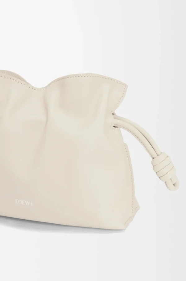 Mini Flamenco clutch in nappa calfskin Sea Salt