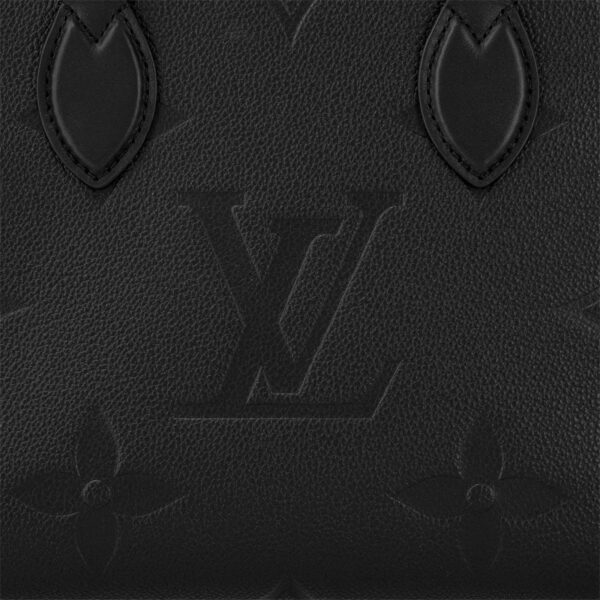 LOUIS VUITTON ONTHEGO PM Tote Bag with Detachable and Adjustable Strap, Embossed Grained Calfskin, Small, Women's, Black