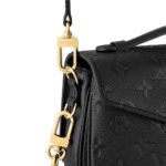 LOUIS VUITTON Pochette Metis East West Embossed Soft Grained Calfskin Small Messenger Bag Crossbody Bag for Women, black