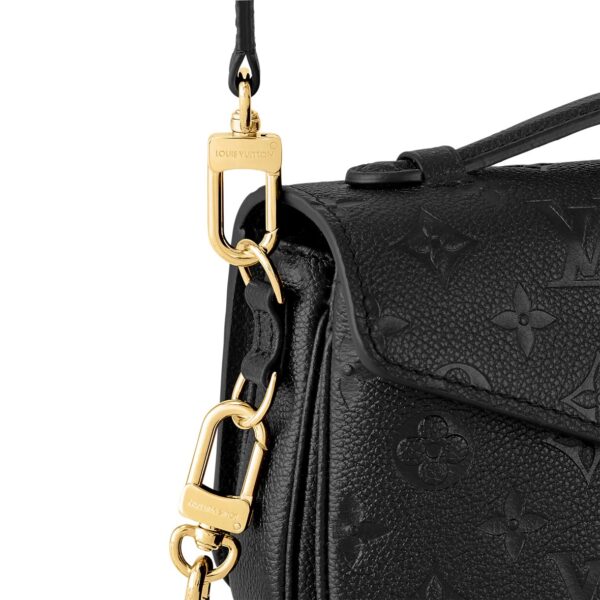 LOUIS VUITTON Pochette Metis East West Embossed Soft Grained Calfskin Small Messenger Bag Crossbody Bag for Women, black