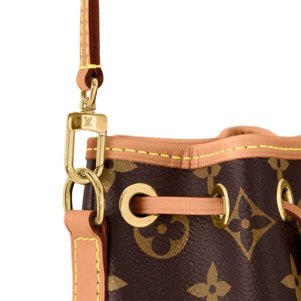 Louis Vuitton Noé Mini Bucket Bag for Women with Detachable and Adjustable Drawstring Strap, Brown Monogram, Calfskin
