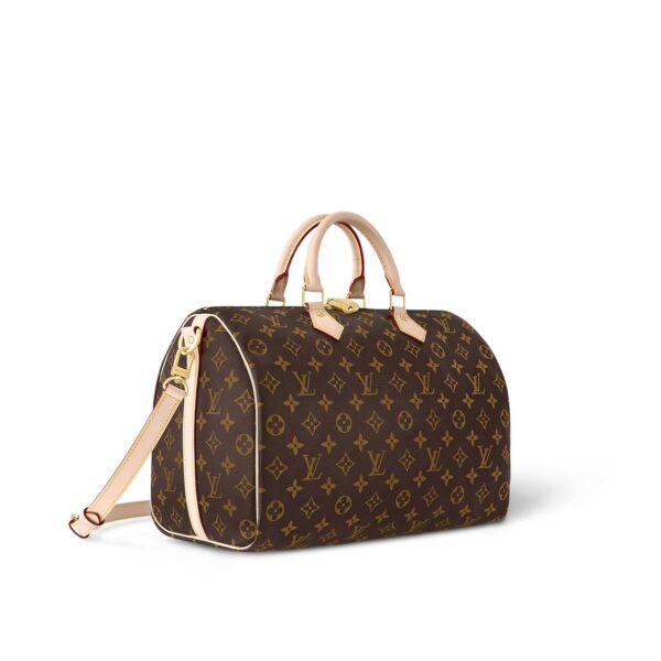 LOUIS VUITTON Speedy 35 Detachable and Adjustable Shoulder Strap Monogram-Printed Canvas Crossbody Handbag for Women, Brown