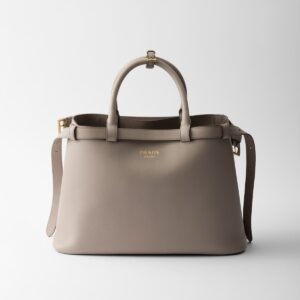 Prada Buckle Medium Leather Double-Belted Handbag