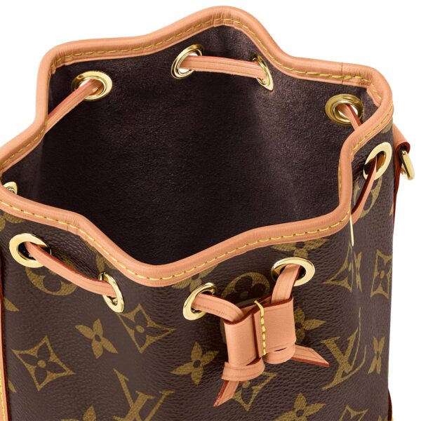 Louis Vuitton Noé Mini Bucket Bag for Women with Detachable and Adjustable Drawstring Strap, Brown Monogram, Calfskin