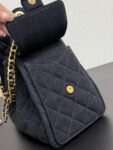 CHANEL 25 Bag 25S, diamond pattern gold chain, denim material with gold buckle, shoulder bag, female style, black