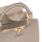 LOUIS VUITTON Capucines MM Handbag with Gold Hardware, Medium, Women's, Gray