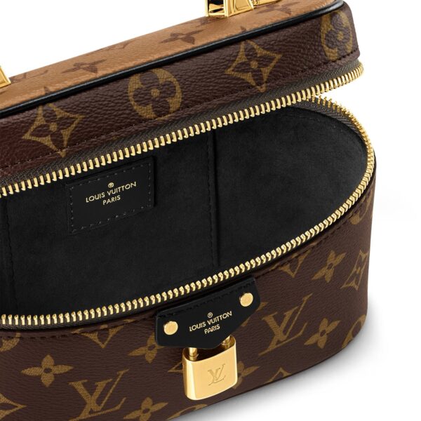 LOUIS VUITTON Vanity CHAIN POUCH All-over Monogram print, zipper closure, leather, women's makeup bag, brown