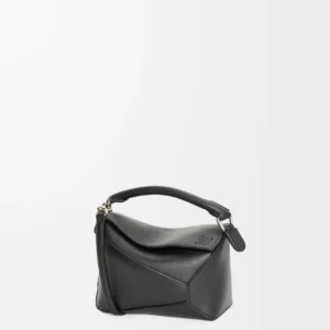 Mini Puzzle Edge bag in classic calfskin Black
