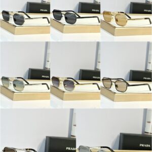 Prada Geometric Metal Aviator Sunglasses