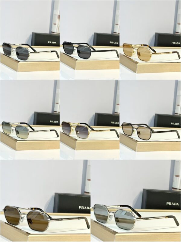 Prada Geometric Metal Aviator Sunglasses
