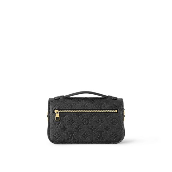 LOUIS VUITTON Pochette Metis East West Embossed Soft Grained Calfskin Small Messenger Bag Crossbody Bag for Women, black