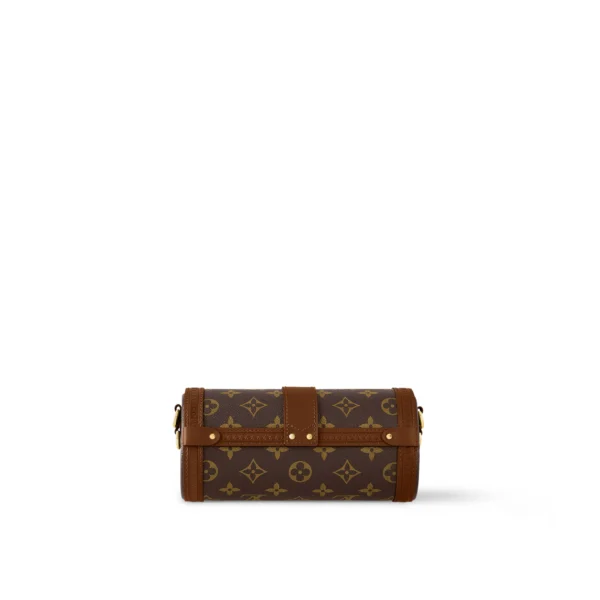 LOUIS VUITTON Papillon Trunk Monogram Chain S-Lock Clasp Coated Canvas with Leather Trim Crossbody Bag for Women, Brown