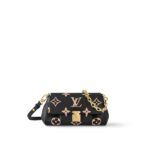 LOUIS VUITTON Favorite Oversized Monogram-Embossed Pouch, Soft Grained Calfskin, Handheld/Shoulder Bag, Women's, Black and Off-White