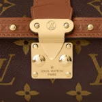 LOUIS VUITTON Papillon Trunk Monogram Chain S-Lock Clasp Coated Canvas with Leather Trim Crossbody Bag for Women, Brown