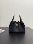 CHANEL 25 Bag 25S, diamond pattern gold chain, denim material with gold buckle, shoulder bag, female style, black