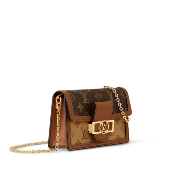 LOUIS VUITTON Dauphine Chain Wallet, Monogram Chain, Coated Canvas with Leather Trim, Dauphine Handbag, Medium, Women's, Brown