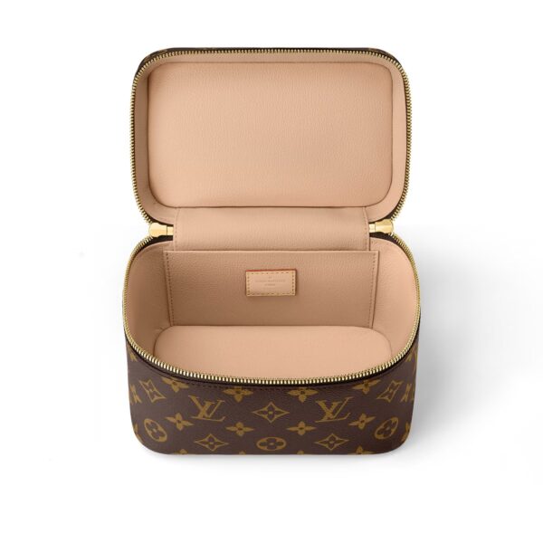 LOUIS VUITTON Nice Mini: Compact silhouette with embossed metal zipper pull, coated canvas, handbag, mini, women's, brown