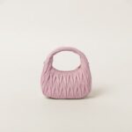 Wander Matelassé Soft Lamb Nappa Small Crescent Moon Bag Snow Pink
