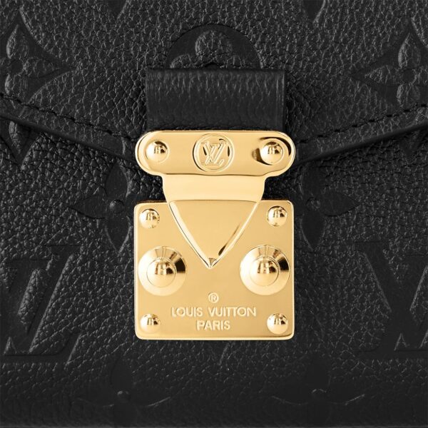 LOUIS VUITTON Pochette Metis East West Embossed Soft Grained Calfskin Small Messenger Bag Crossbody Bag for Women, black