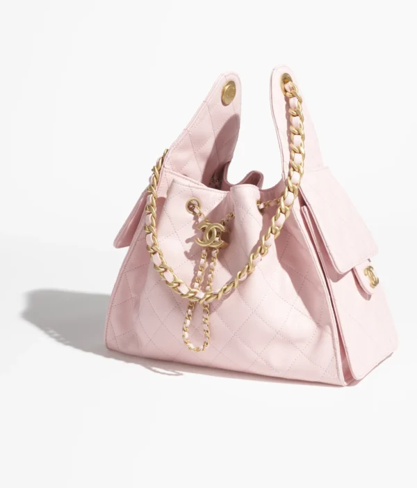 CHANEL 25Bag 25S, Quilted Leather Chain-Strap, Grainy Calfskin Single Shoulder Bag, Women's, pink