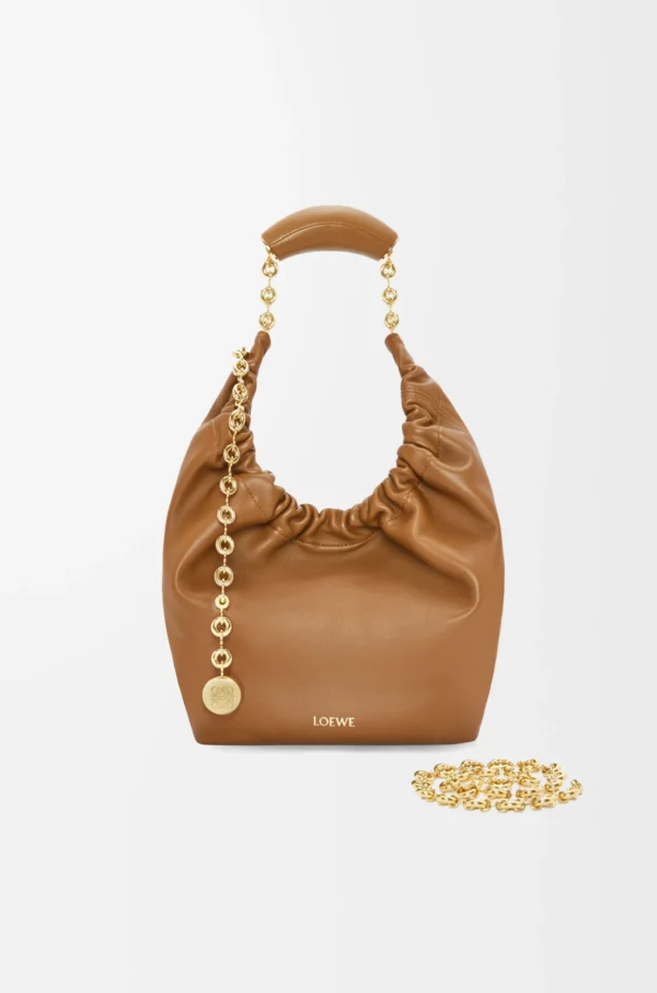 Small Squeeze bag in mellow nappa lambskin Oak