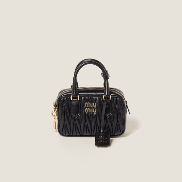 Arcadie Matelassé Soft Lamb Leather Handbag Black