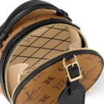 LOUIS VUITTON Petite Boite Chapeau Monogram Calfskin Canvas Round Pouch Handbag, Mini, Women's, Caramel