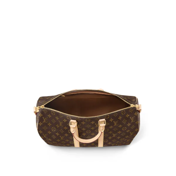 LOUIS VUITTON Keepall 45 Classic Monogram Print Monogram Canvas with Leather Trim Travel Bag  Brown