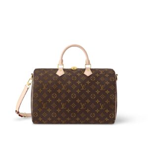 LOUIS VUITTON Speedy 35 Detachable and Adjustable Shoulder Strap Monogram-Printed Canvas Crossbody Handbag for Women, Brown