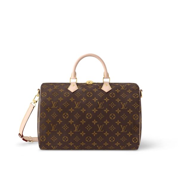 LOUIS VUITTON Speedy 35 Detachable and Adjustable Shoulder Strap Monogram-Printed Canvas Crossbody Handbag for Women, Brown