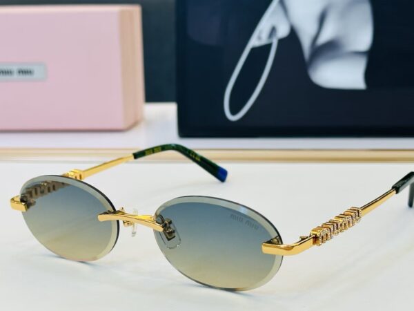 Miu Miu Vintage Oval Rimless Sunglasses – Luxury Minimalist Designer Shades
