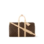 LOUIS VUITTON Keepall 45 Classic Monogram Print Monogram Canvas with Leather Trim Travel Bag  Brown