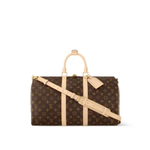 LOUIS VUITTON Keepall 45 Classic Monogram Print Monogram Canvas with Leather Trim Travel Bag  Brown