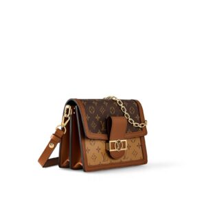 LOUIS VUITTON Dauphine MM Chain Monogram Coated Canvas with Leather Trim Dauphine Tote Bag, Medium, Women's, Brown