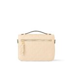 LOUIS VUITTON Pochette Metis letter embossed lock buckle opening and closing leather mailman bag, single shoulder crossbody bag, women's  cream color