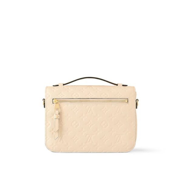 LOUIS VUITTON Pochette Metis letter embossed lock buckle opening and closing leather mailman bag, single shoulder crossbody bag, women's  cream color