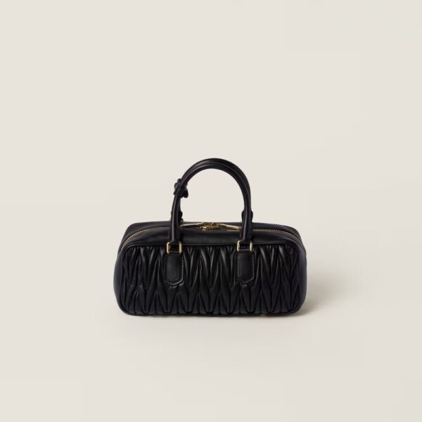 Arcadie Matelassé Large Soft Lamb Leather Handbag Black