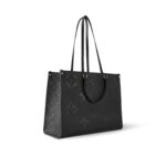 LOUIS VUITTON ONTHEGO GM Classic Square Silhouette Large Capacity = Embossed Soft Grained Calfskin Shoulder Bag/Tote Bag, Large, Women's, Black